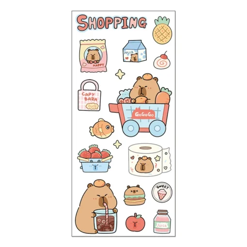 Stickers Capibara compras - Paquete 3 hojas